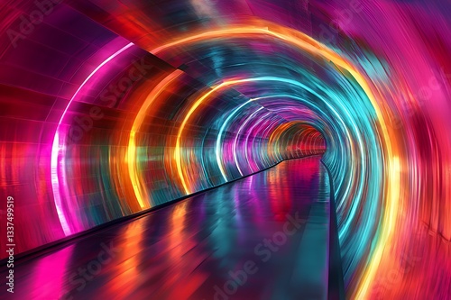 Vibrant Neon Tunnel Abstract Colorful Light Design