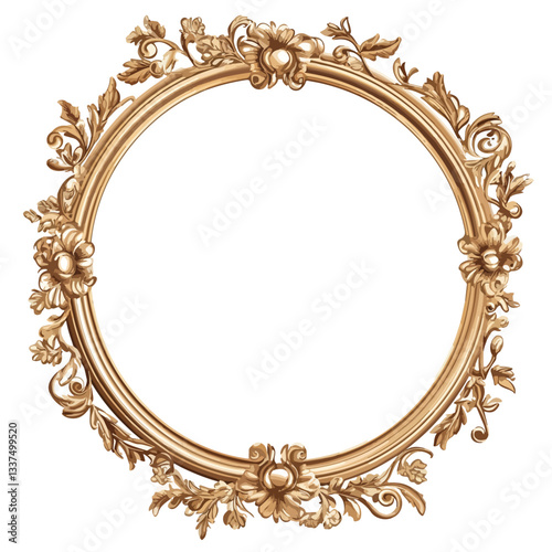 Elegant Gold Colored Frame with Intricate Floral Designs EPS