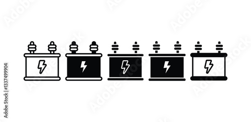 Power Transformer Electrical Engineering Symbols Icons Black and White Minimalist Vector Design Illustration 