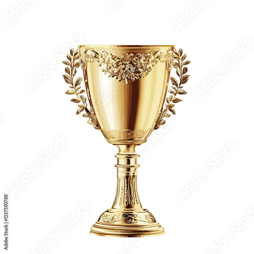 Realistic Golden Trophy Cup for Winner Award Ceremony