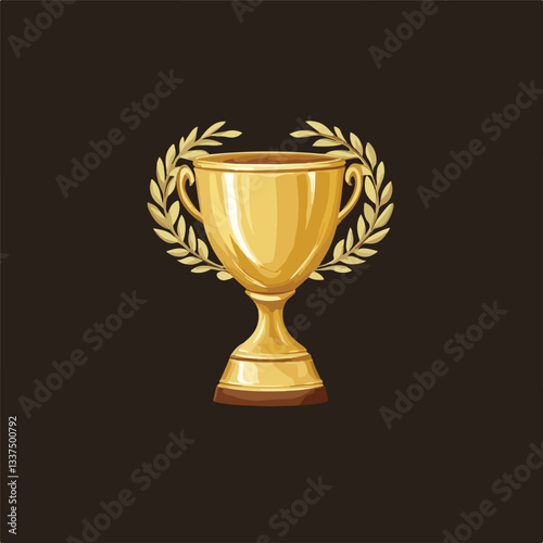 Realistic Golden Trophy Cup for Winner Award Ceremony