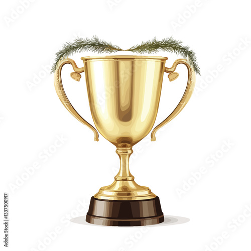 Realistic Golden Trophy Cup for Winner Award Ceremony