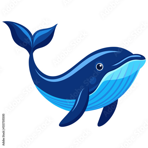 blue whale vector illustration, marine wildlife drawing
