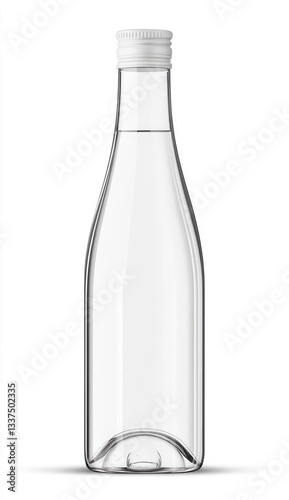 Clear Glass Bottle Filled with Water Isolated on a White Background