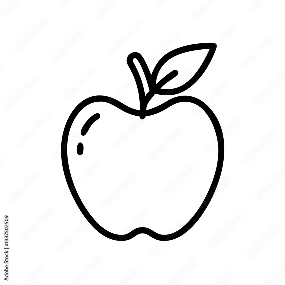 Simple apple icon in black outline style on white background Simple apple icon in black outline style on white background