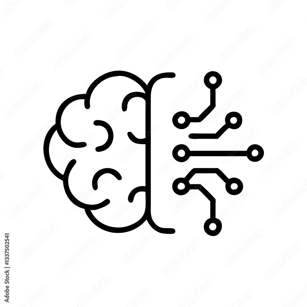 Brain with Digital Circuit Symbolizing AI Technology Brain with Digital Circuit Symbolizing AI Technology