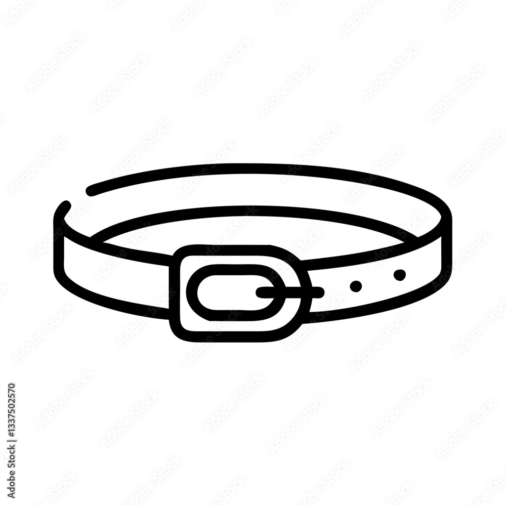 Simple line art belt icon on white background Simple line art belt icon on white background