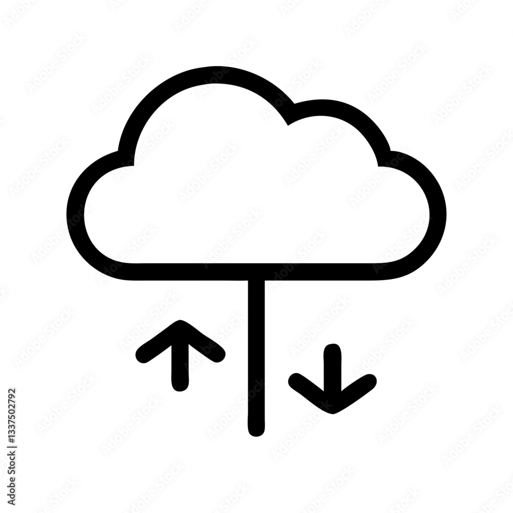 Cloud upload and download icon in minimalist style Cloud upload and download icon in minimalist style