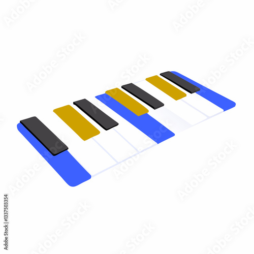Colorful piano keys in a modern design on a white background  
