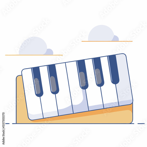 Piano keys in a minimalist style with light colors  