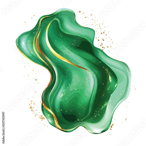 Green Abstract Wavy Liquid Texture with Glossy Finish
