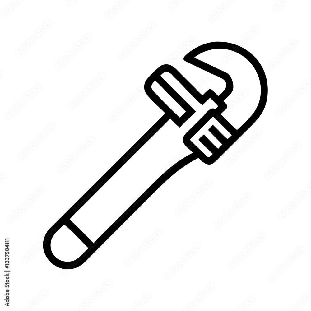 Adjustable Wrench Icon on White Background Adjustable Wrench Icon on White Background