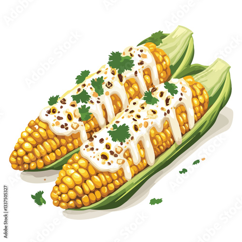 Delicious Grilled Mexican Street Corn Elote with Mayo - Food Photography