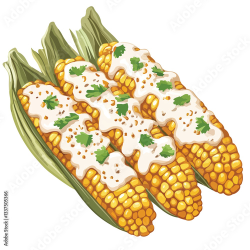 Delicious Grilled Mexican Street Corn Elote with Mayo - Food Photography