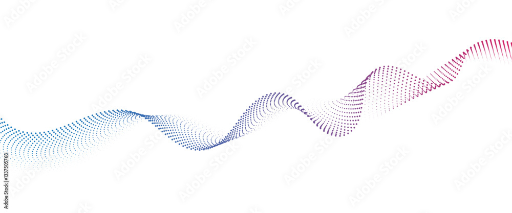 Fototapeta premium Flowing Dot Wave halftone gradient pattern on transparent background 