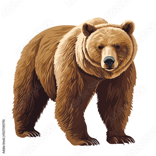 Majestic Grizzly Bear Full Body Illustration Design