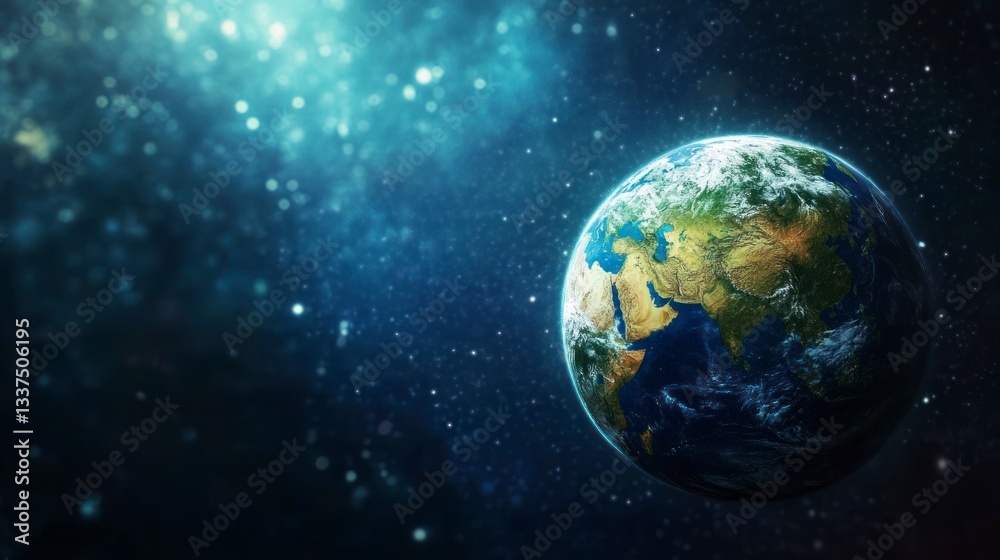 Obraz premium Earth View From Space with Galaxy Background and Starfield