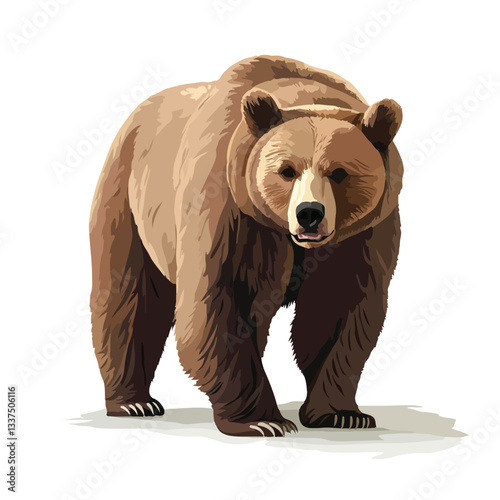 Full Body Grizzly Bear Vector Illustration - Detailed and Realistic Wildlife Graphic
