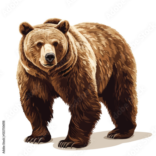 Full Body Grizzly Bear Vector Illustration - Detailed and Realistic Wildlife Graphic
