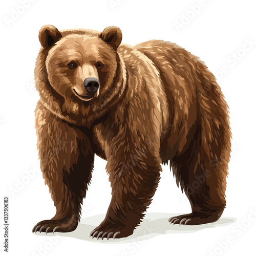 Full Body Grizzly Bear Vector Illustration - Detailed and Realistic Wildlife Graphic