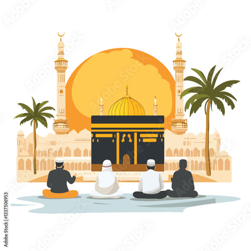 Hajj and Umrah Season Flat Vector Illustration