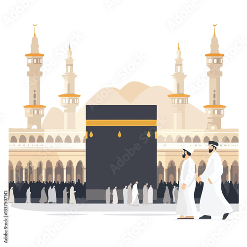 Hajj and Umrah Season Flat Vector Illustration