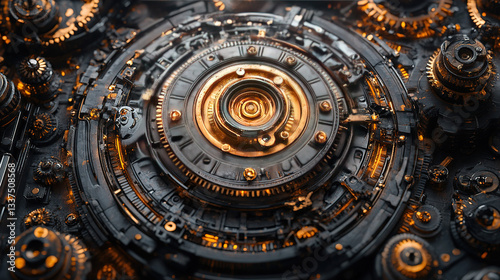 Wallpaper Mural Futuristic machinery design digital realm technical illustration high-tech environment close-up view innovative concepts Torontodigital.ca