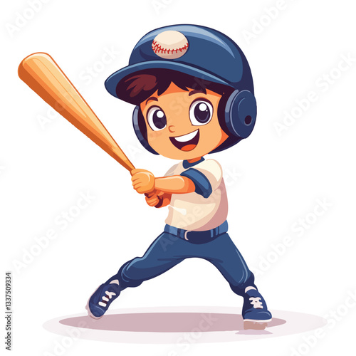 Cheerful Young Boy Enjoying Baseball - Professional Stock Image