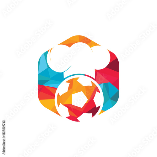 Soccer chef vector logo design. Soccer ball and chef hat icon design.	