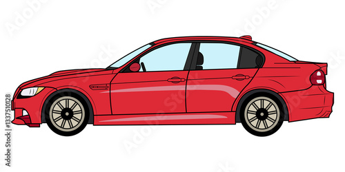 Ilustración de vehículo deportivo color rojo visto de perfil.