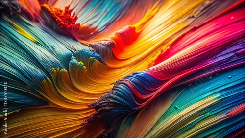 Abstract Colorful Brushstrokes Macro Photography: Vibrant Artistic Texture