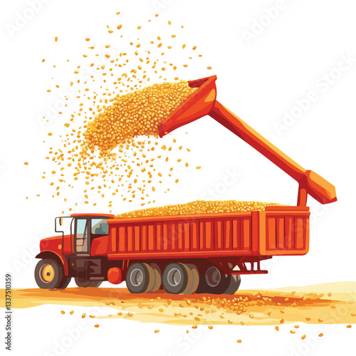 Harvester Pouring Freshly Harvested Corn Maize - Agricultural Harvesting Scene