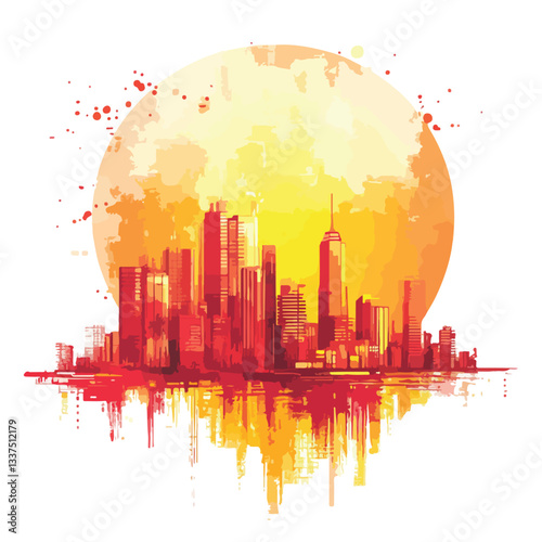 Heatwave Over a City: Intense Sun Causes Global Warming