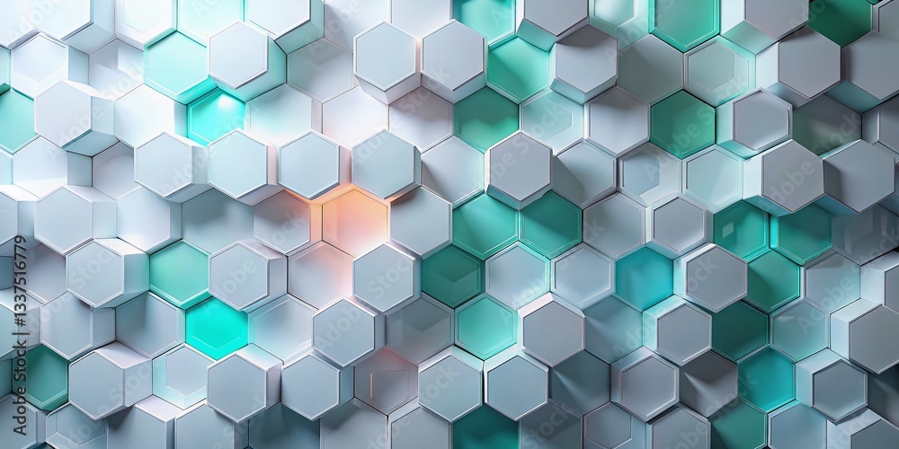 Abstract Geometric White Background: 3D Hexagonal Pattern with Soft Shadows Abstract Geometric White Background: 3D Hexagonal Pattern with Soft Shadows