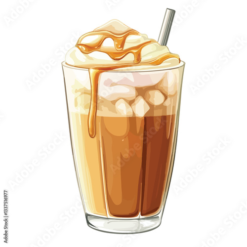 Iced Caramel Macchiato Vector Illustration for Professional Designs