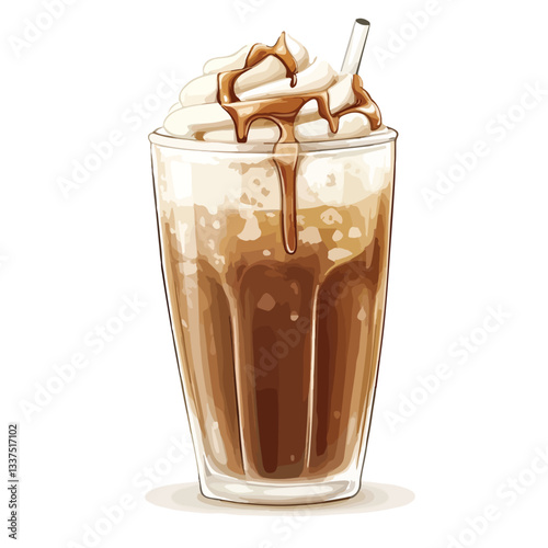 Iced Caramel Macchiato Vector Illustration for Professional Designs