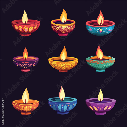 Diwali Festival of Lights Traditional Illustration