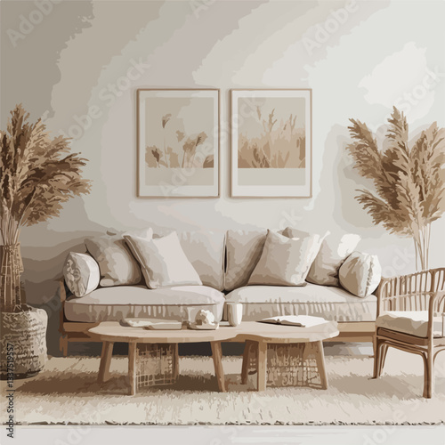 Elegant Beige Living Room Decor