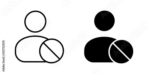 Blocked user person Icon set, Symbol isolated white background. vector illustration. color editable.