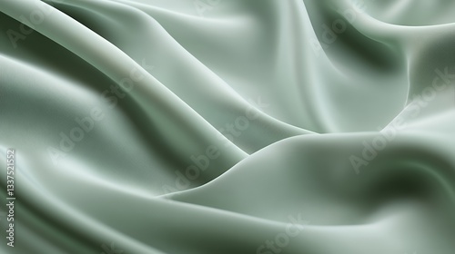 Soft Sage Green Fabric Draped in Gentle Waves