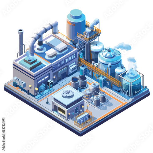 Isometric 3D Factory Industrial Buildings