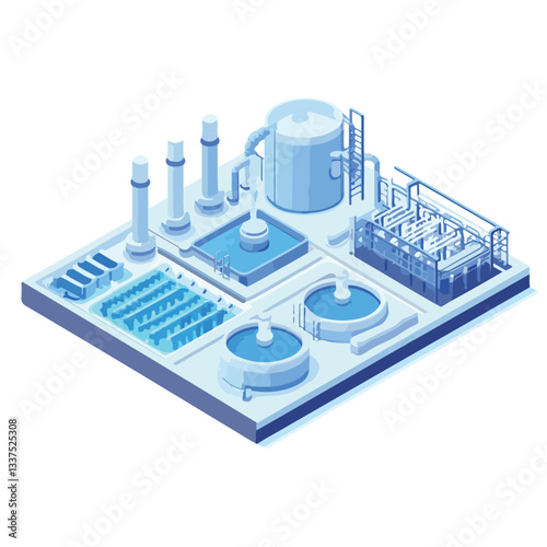Isometric 3D Water Purification System Pumping EPS