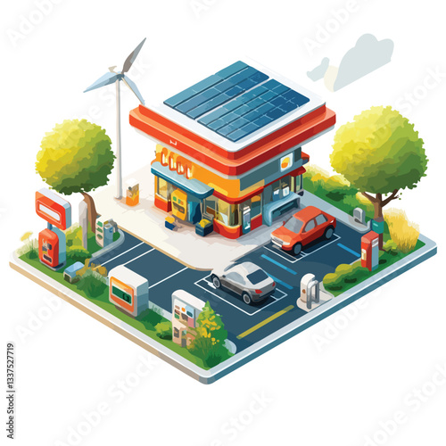 Isometric Ecosystem with Electro and Clean Gas Stations