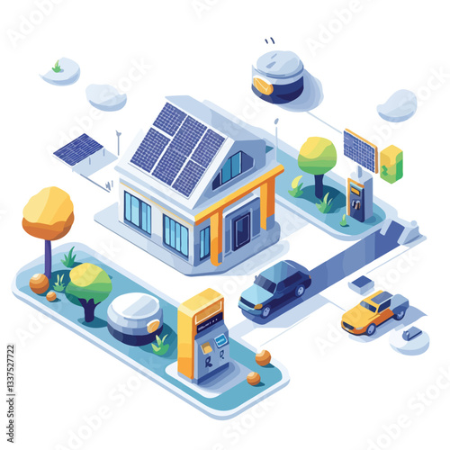 Isometric Ecosystem with Electro and Clean Gas Stations