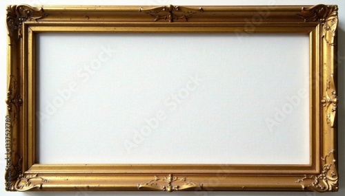 Simple antique gold frame, distressed finish, ready for art , border, rustic, shabby