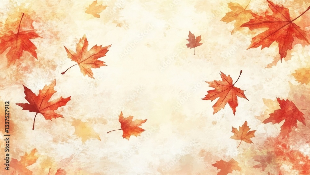 Autumn leaves falling gently.  Soft, warm colors create a tranquil, seasonal backdrop