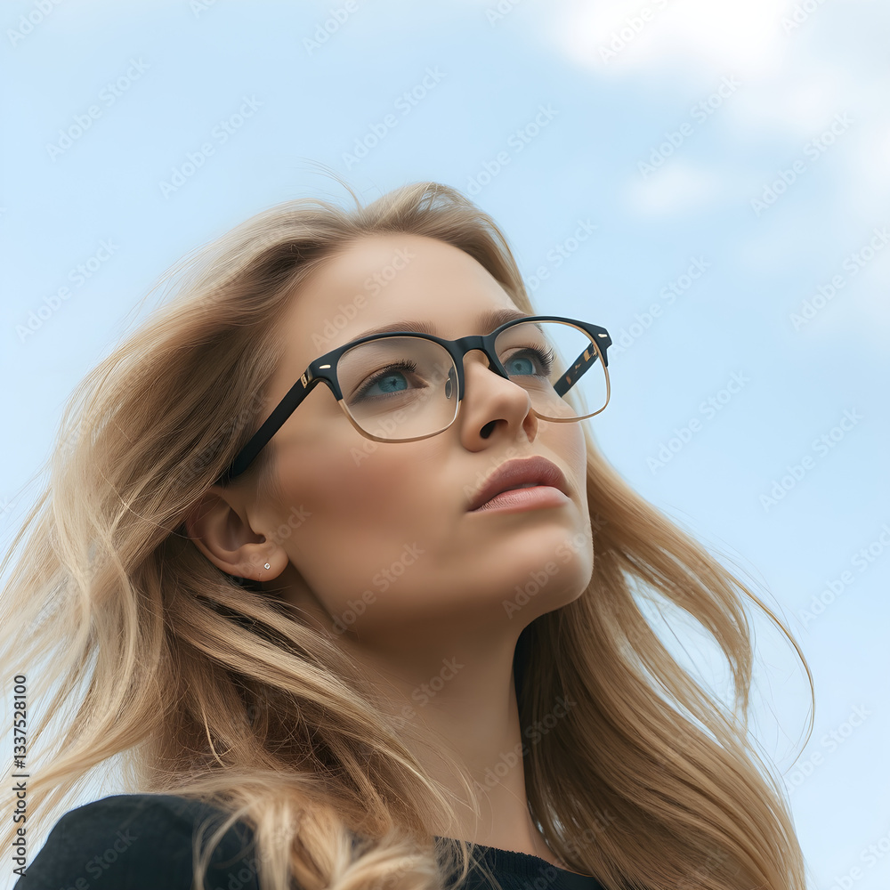 Cielos despejados y gafas doradas: reflejo de sofisticación y arte Cielos despejados y gafas doradas: reflejo de sofisticación y arte