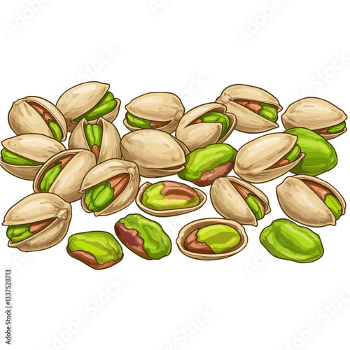 pistachio nuts on white background