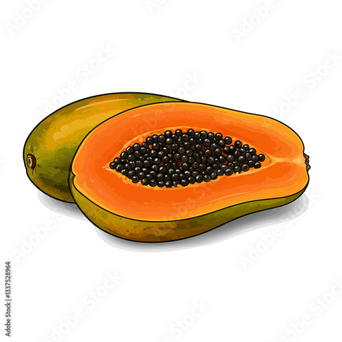papaya isolated on white background