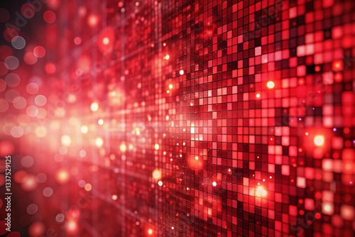 Wallpaper Mural Abstract Red Digital Pixelated Technology Background with Bokeh Effect - Futuristic Design Torontodigital.ca